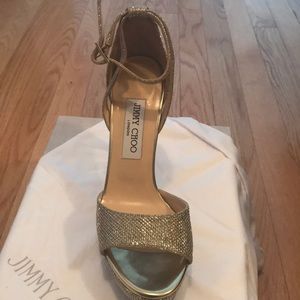 Jimmy Choo gold glitter pumps